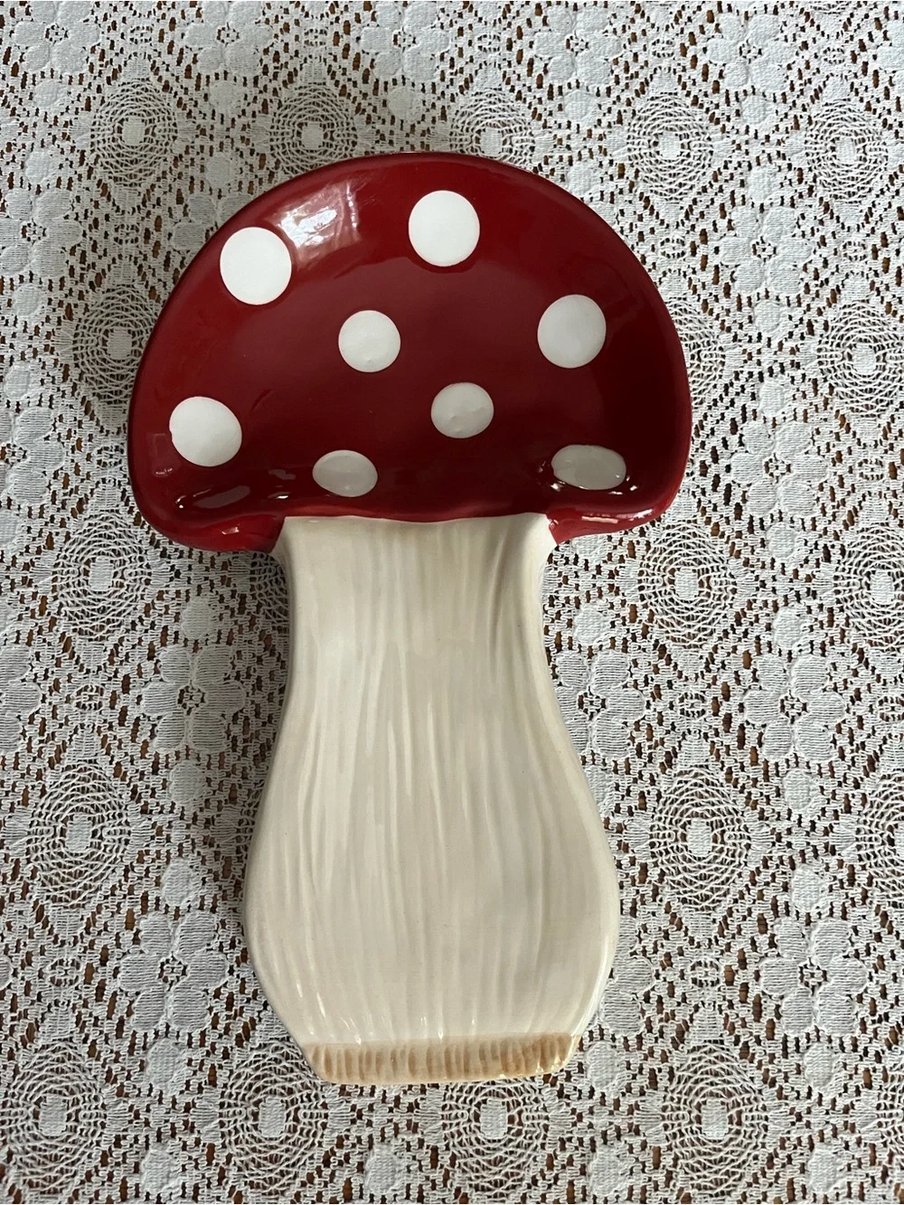 Boho Ceramic Mushroom Spoon Rest